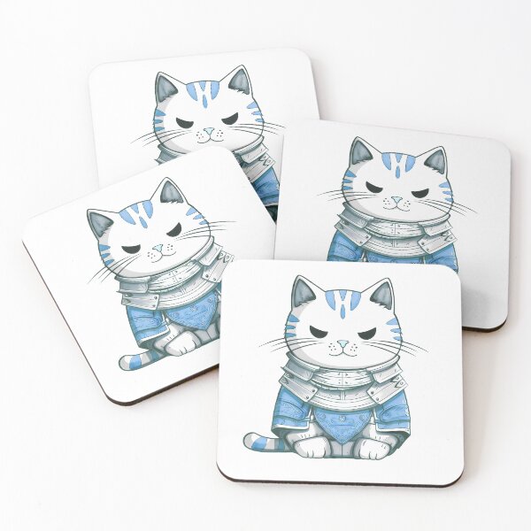Item preview, cat in armor art designed and sold by ArtHideaway.