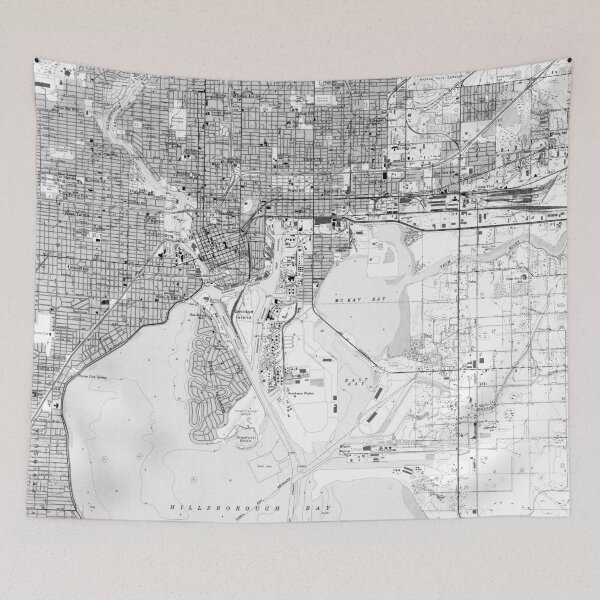 Item preview, Vintage Map of Tampa Florida (1944) BW designed and sold by BravuraMedia.