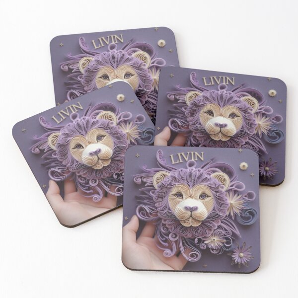 Artikelvorschau, Handmade papercraft lion on purple background. Handmade crafts. entworfen und verkauft von aiphotosart.