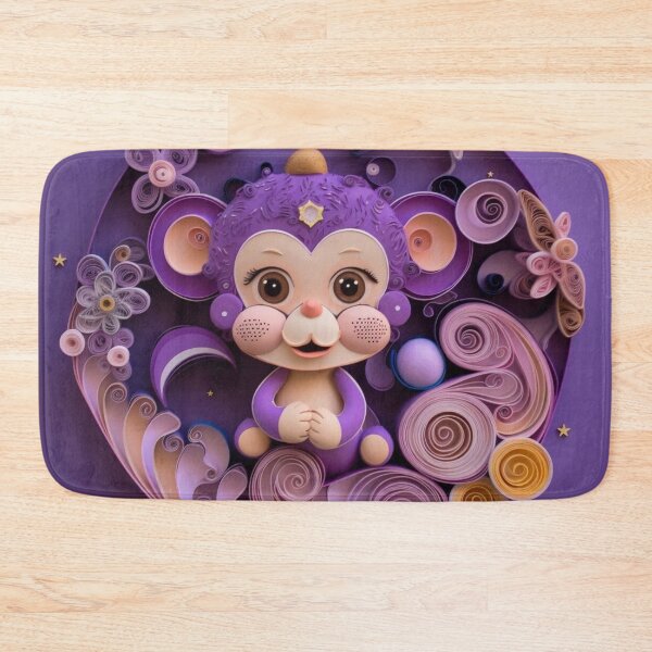 Item preview, Cute cartoon monkey made of paper on purple background. Top view designed and sold by aiphotosart.
