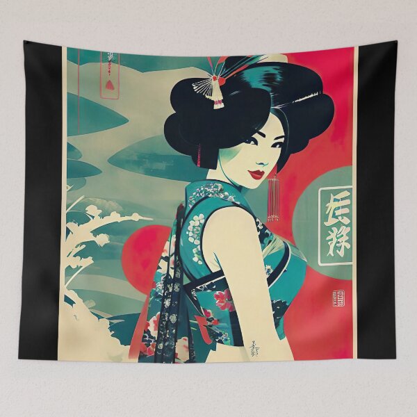 Item preview, Geisha Vintage Japanese Traditional Kimono Obi Hairpin Fans Cherry blossoms Lanterns designed and sold by Hot-as-hell.