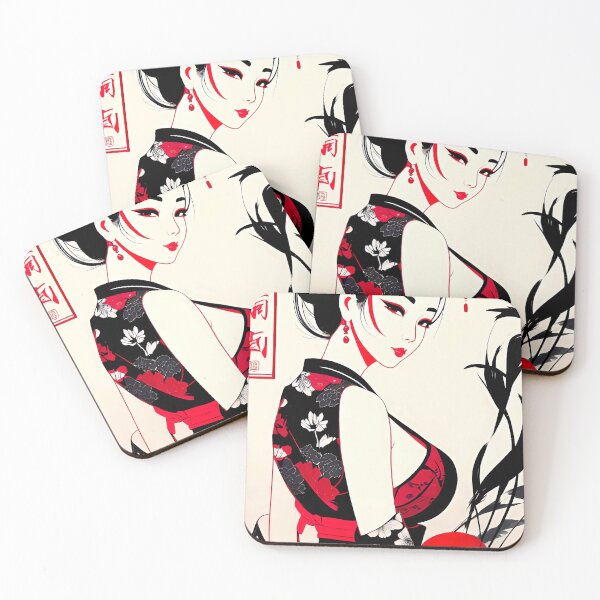 Aperçu de l'œuvre Geisha Vintage Japonais Traditionnel Kimono Obi Hairpin Fans Fleurs de Cerisier Lanternes créée et vendue par Hot-as-hell.