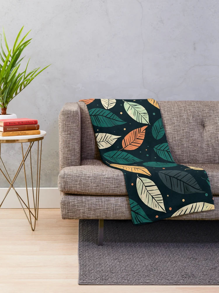 Thumbnail 2 of 6, Throw Blanket, Colorful Leaves designed and sold by InfinityPattern.
