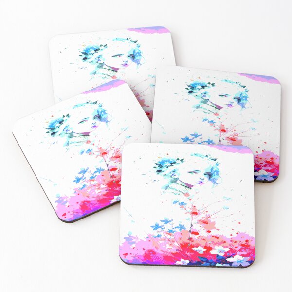 Item preview, Female Girl with Blue Hair and Pink Flowers designed and sold by deniselynnimage.