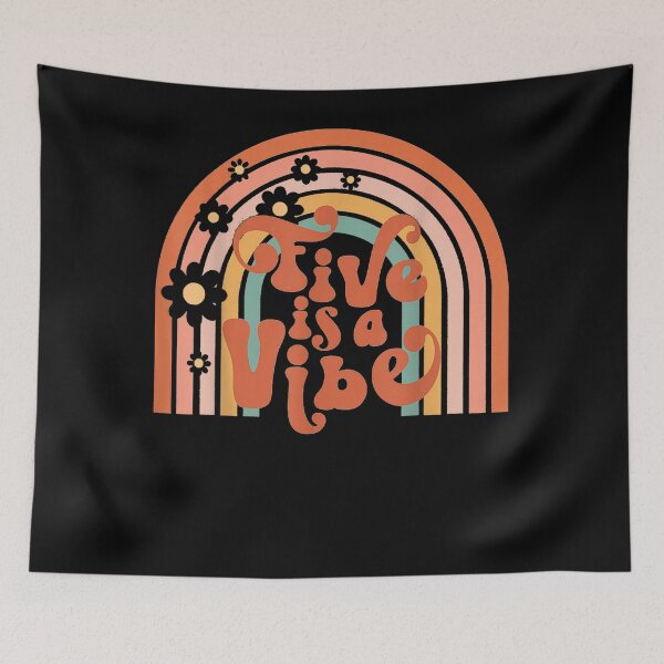 Item preview, Groovy Five is a Vibes 5th Birthday Hippie 70s Boho Rainbow designed and sold by Gareth Roberts.