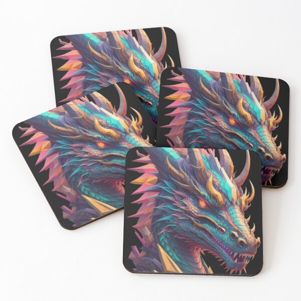 Item preview, Geometric Cyberpunk Dragon | Pastel Neon designed and sold by FridayArtStudio.