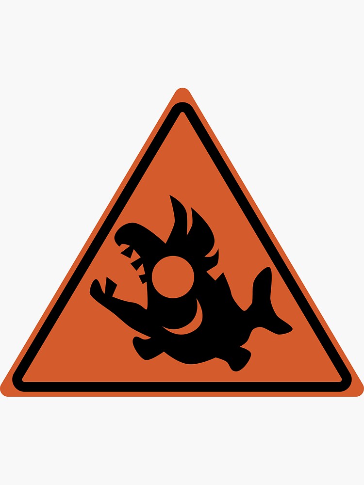 "Salmon Run Warning Sign" Sticker for Sale by galaxydaydreams Redbubble