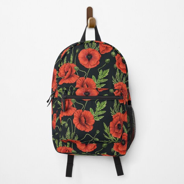 Item preview, Poppies, red and green on black designed and sold by Katerina Mitkova Kirilova.