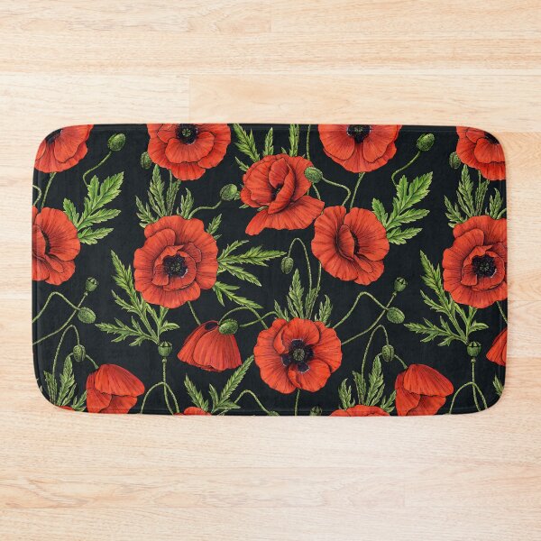Item preview, Poppies, red and green on black designed and sold by Katerina Mitkova Kirilova.