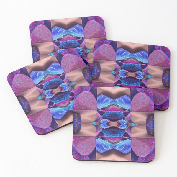 Item preview, Gorgeous assortment of sand-encrusted stone jewelry painted in unique blue and pink tones - the perfect gift idea for blue and pink stone jewelry lovers. designed and sold by Ralek.
