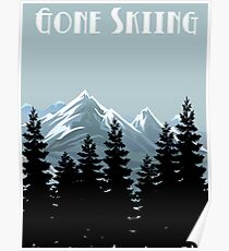 Gone Skiing Vintage Poster Poster