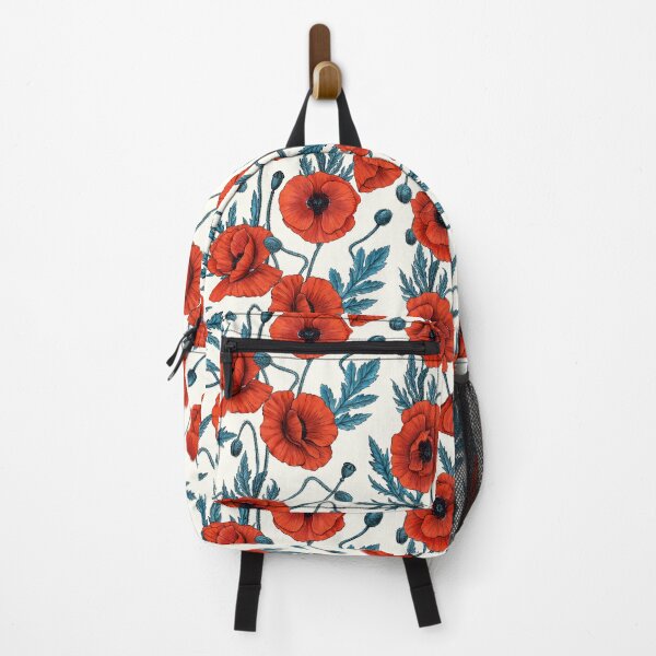 Item preview, Poppies, red and blue on natural white designed and sold by Katerina Mitkova Kirilova.
