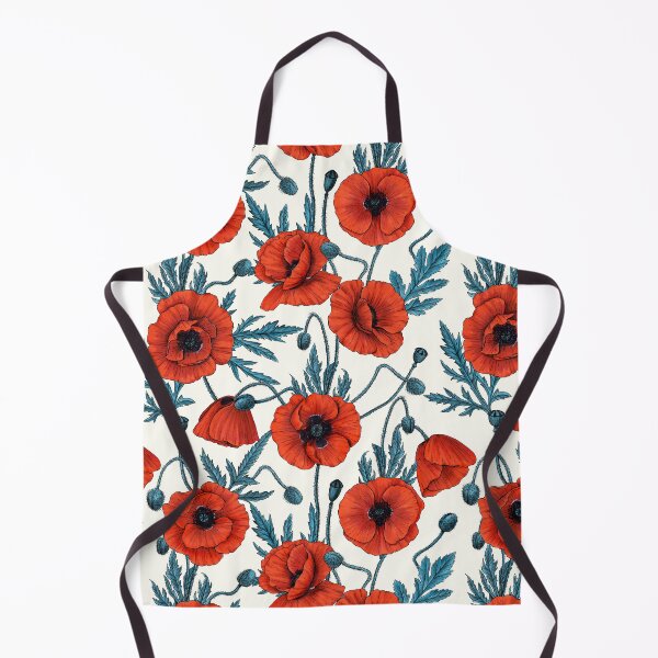 Item preview, Poppies, red and blue on natural white designed and sold by Katerina Mitkova Kirilova.
