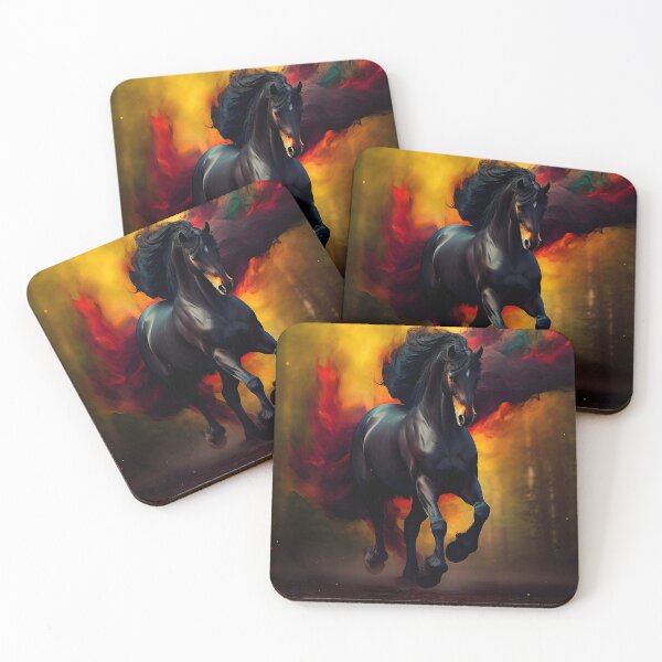Item preview, Abstract Fantasy Wild Black Stallion Art designed and sold by PeteRascal.