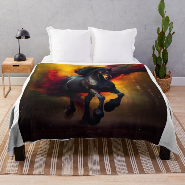 Item preview, Abstract Fantasy Wild Black Stallion Art designed and sold by PeteRascal.