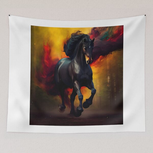 Item preview, Abstract Fantasy Wild Black Stallion Art designed and sold by PeteRascal.