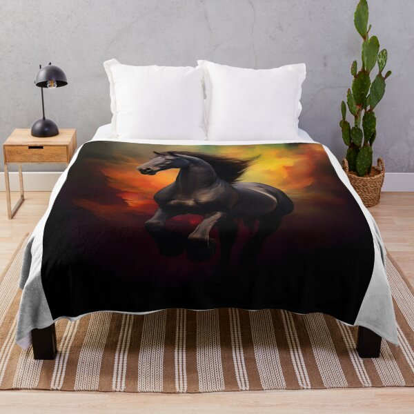 Item preview, Abstract Fantasy Wild Black Stallion Art designed and sold by PeteRascal.