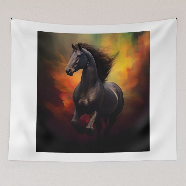 Item preview, Abstract Fantasy Wild Black Stallion Art designed and sold by PeteRascal.