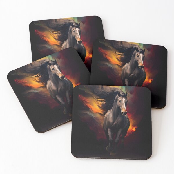 Item preview, Abstract Fantasy Wild Black Stallion Art designed and sold by PeteRascal.