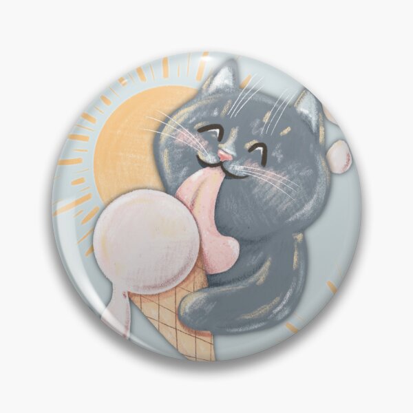 Item preview, Summer Ice-Cream Dark Grey Cat Pattern Light Blue Background designed and sold by Julia Sol.
