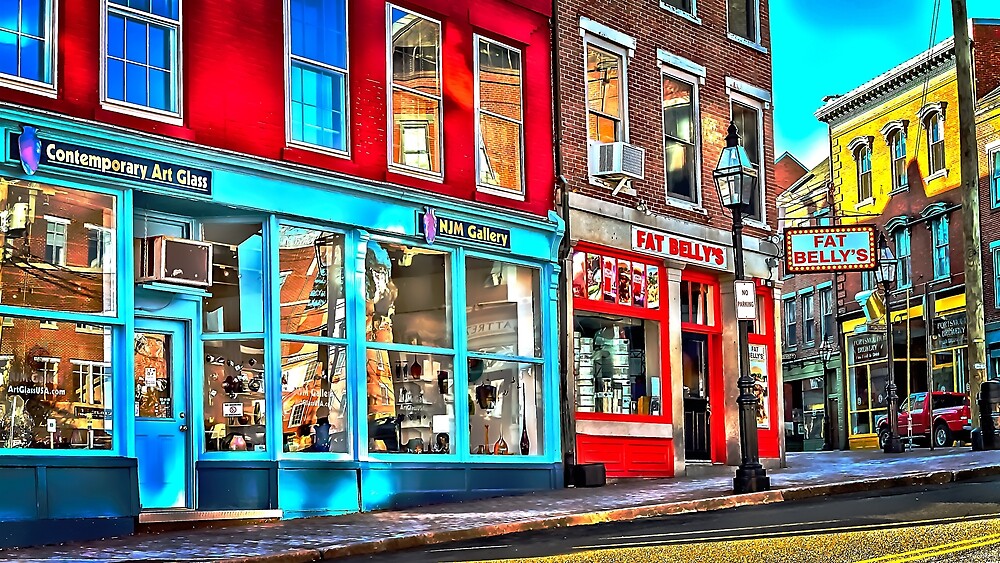 "Portsmouth NH, Colorful shops" by Larry Richardson | Redbubble