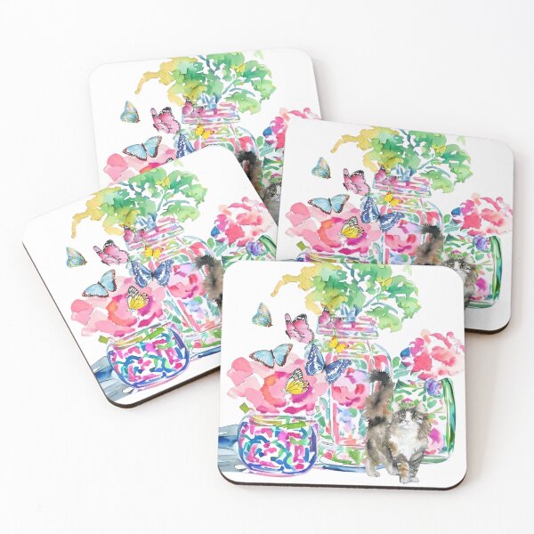 Item preview, Kitty and butterflies designed and sold by SophieClimaArt.