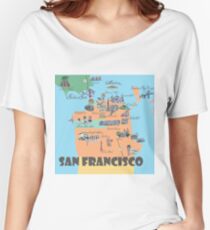 San Francisco California Highlights Maps Women's Relaxed Fit T-Shirt
