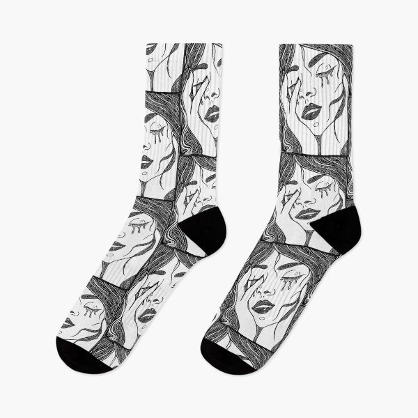 Item preview, Retro Abstract Crying Woman -Vintage Comic Pop-art Design In Black designed and sold by Mitch616Art.