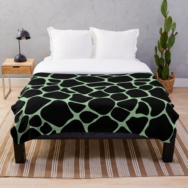 Item preview, Giraffe Safari Black on Neon Green Print designed and sold by ThrowCushionCo.