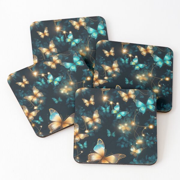 Item preview, Aqua and Gold Shimmering Butterflies designed and sold by sandy3105.