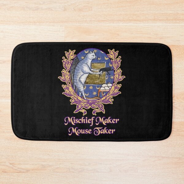 Item preview, 'Mischief Maker, Mouse Taker' Goofy Cat Offering Mouse - Medieval Designs Collection designed and sold by Ridiculam Toga.