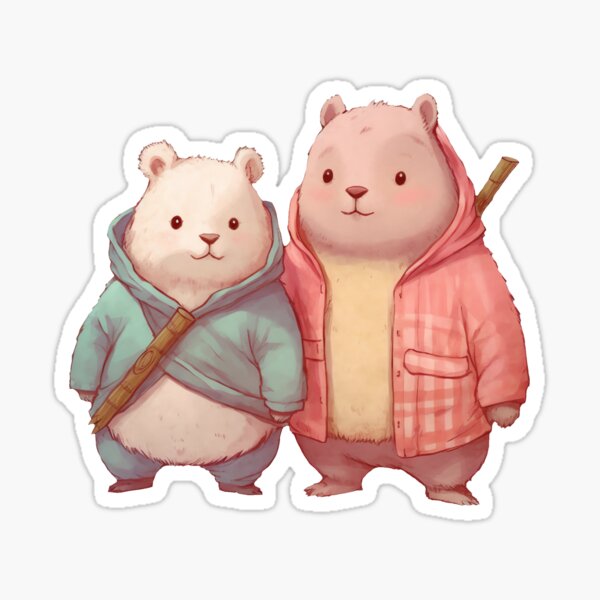 Vista previa del artículo con la obra «Par de wombats vestidos», diseñado y vendido por CutePlanetEarth.
