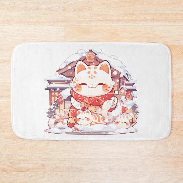 Item preview, Cute Kawaii Snow Manekineko Cat designed and sold by CozyKawaiiArt.