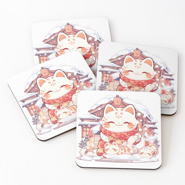 Item preview, Cute Kawaii Snow Manekineko Cat designed and sold by CozyKawaiiArt.