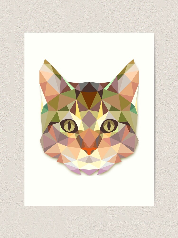 Impression Artistique Polygonal Cat Triangulaire Animal Imprime Geometrique D Art Geometrique Par Hejashirts Redbubble