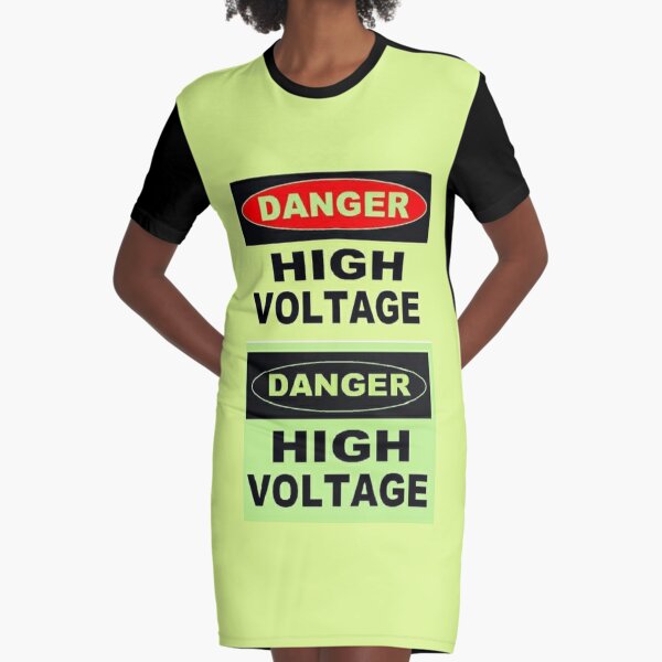 SIGN, Danger, High Voltage Graphic T-Shirt Dress