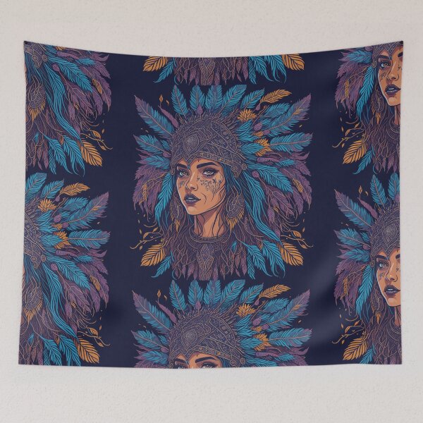 Item preview, Cosmic Witch: Intricate Indian Headdress Vector Art Design designed and sold by AFUNARTZ.