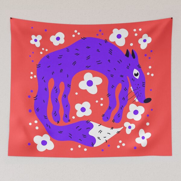 Item preview, Cute cartoon-styled hand drawed fox surrounded with flowers designed and sold by HIPPMI.