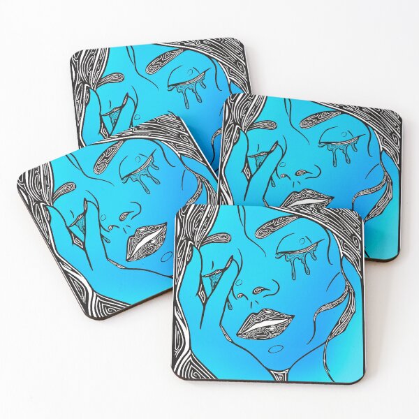 Item preview, Retro Abstract Crying Woman -Vintage Comic Pop-art Design In Black and Blue designed and sold by Mitch616Art.