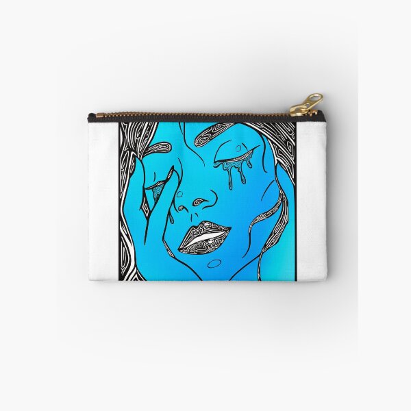 Item preview, Retro Abstract Crying Woman -Vintage Comic Pop-art Design In Black and Blue designed and sold by Mitch616Art.
