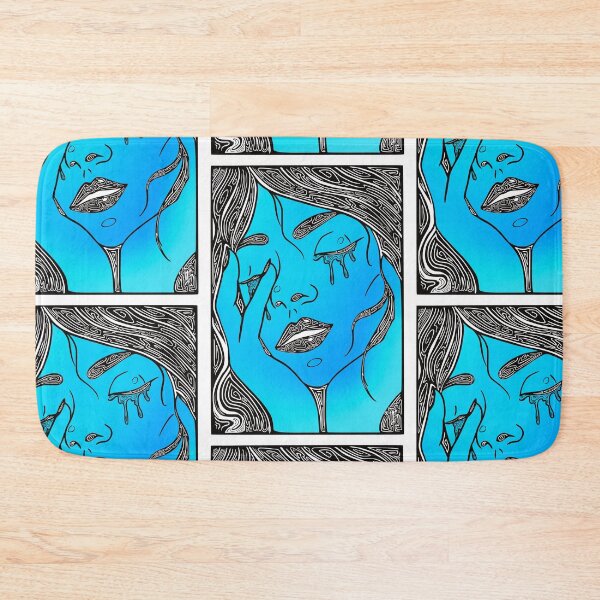 Item preview, Retro Abstract Crying Woman -Vintage Comic Pop-art Design In Black and Blue designed and sold by Mitch616Art.