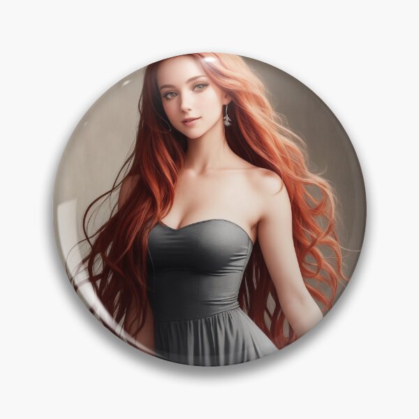 Item preview, Portrait of a beautiful long red hair woman AI designed and sold by dmsa.