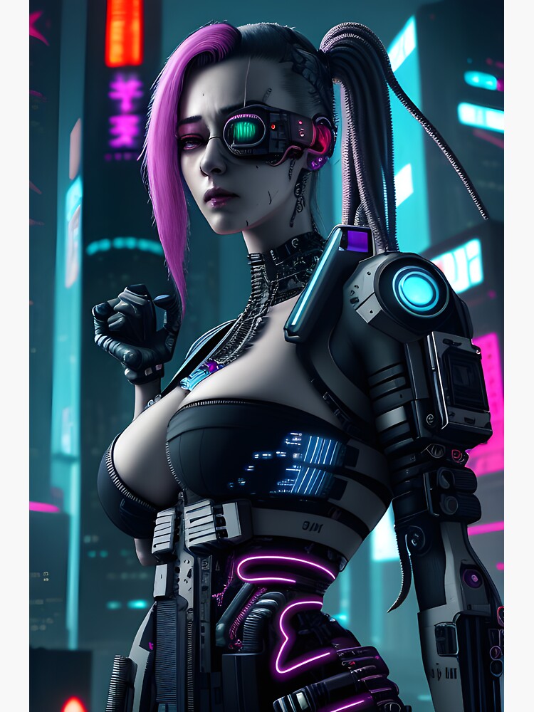 Cyberpunk-style girl with beautiful neon colors... - Stock Illustration  [97101098] - PIXTA