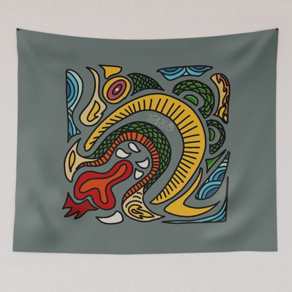 Item preview, NaKa cute serpent in sea colorful doodle art designed and sold by pisek8924.