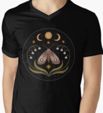 Camiseta de cuello en V Debajo de las tres lunas