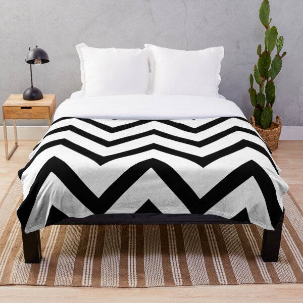 Item preview, Estampado geométrico en zigzag en blanco y negro designed and sold by ThrowCushionCo.