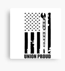 Union Proud Ironworker American Flag Canvas Print