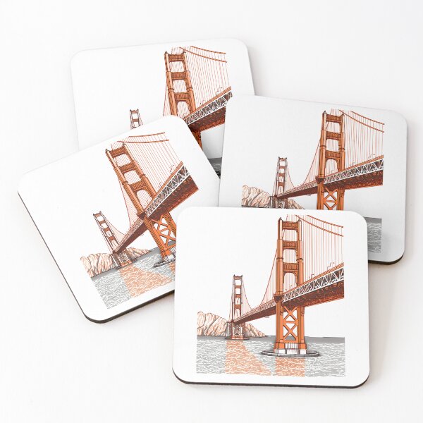 Artikelvorschau, Pointillistisches Golden Gate Bridge Grafik-T-Shirt | Detailliertes San Francisco Wahrzeichen-Vektordesign entworfen und verkauft von FamMeetsWorld.