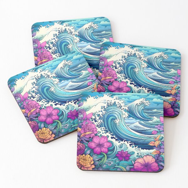 Item preview, summer sea waves with flowers designed and sold by chameleon-crook.