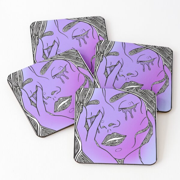Item preview, Retro Abstract Crying Woman -Vintage Comic Pop-art - Black and Purple designed and sold by Mitch616Art.
